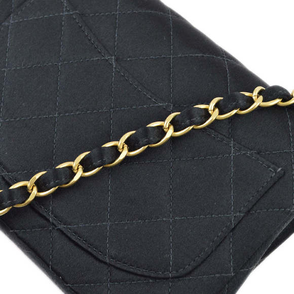 CHANEL Black Satin Mini Classic Square Flap Shoulder Bag 17 KK30069 - Picture 6 of 10